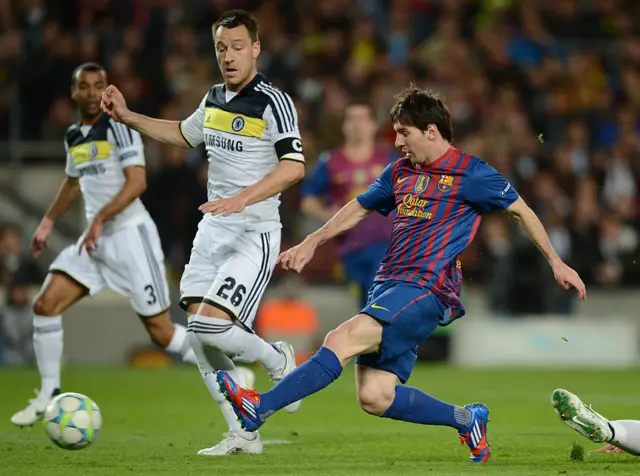 John Terry playing against Lionel Messi in the Champions League