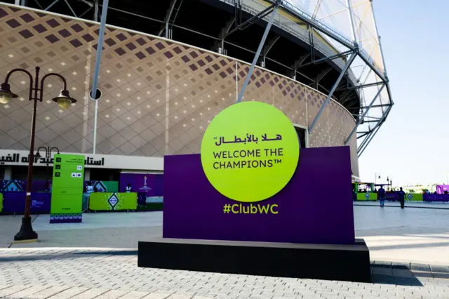 Fifa branded signage outside Prince Abdullah Al Faisal Stadium