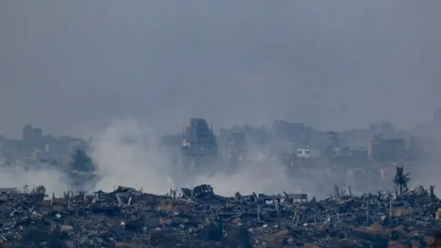 Smoke rises above Gaza