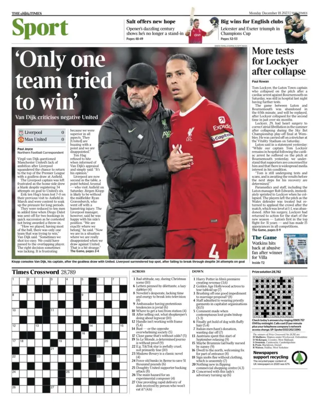 Times' main sports page