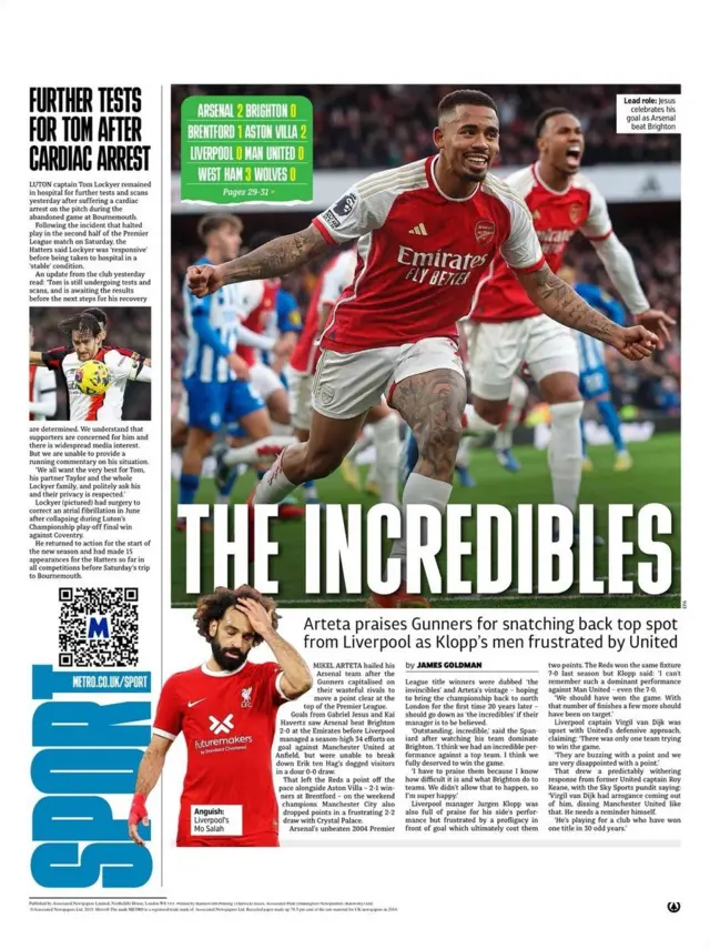 Metro back page