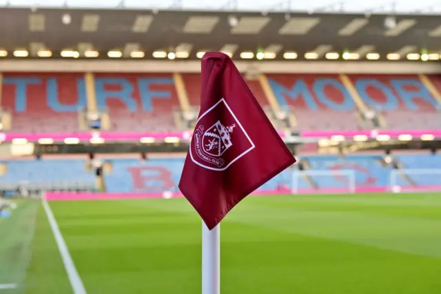 Burnley logo on a corner flag at Turf Moor