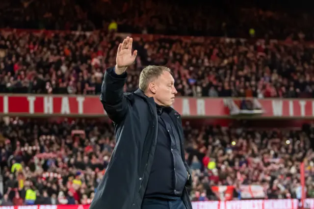 Steve Cooper waves to the Nottingham Forest fans