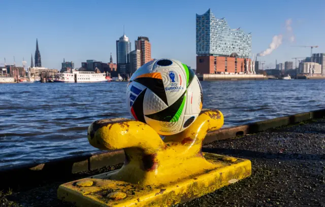 A Euro 2024 ball in Hamburg