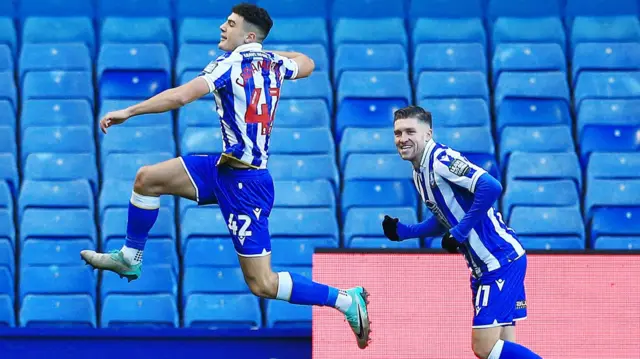 Bailey Cadamarteri celebrates scoring for Sheffield Wednesday