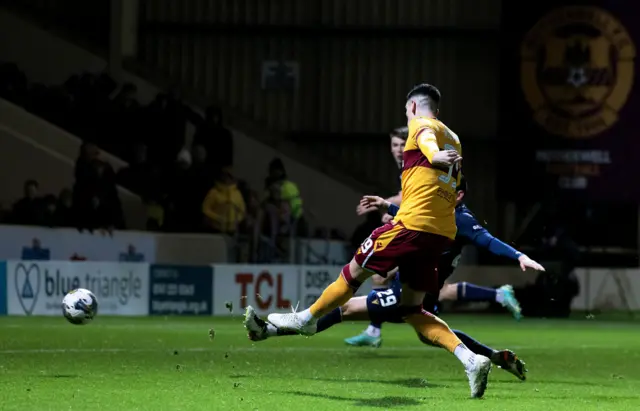 Conor Wilkinson fires in a late, late leveller for Motherwell