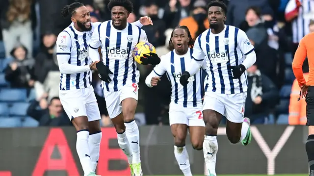 Josh Maja celebrates scoring for West Brom