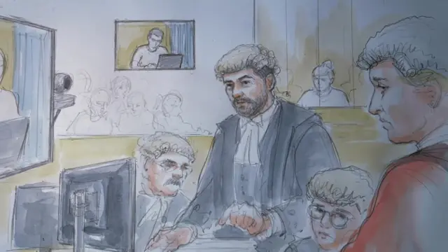 Court sketch as boy Y gave evidence during the trial