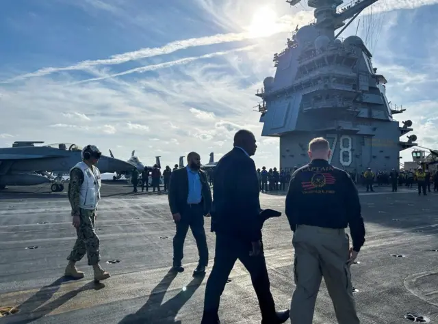 Lloyd Austin on board the USS Gerald R. Ford