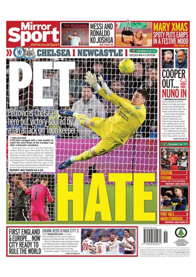 Daily Mirror back page 20 December 2023