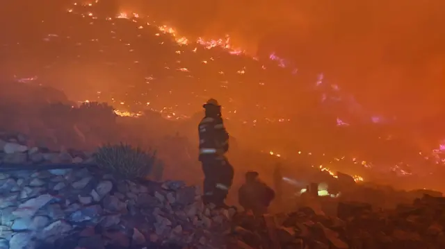 Wildfire rages in Simon's Town, near Cape Town