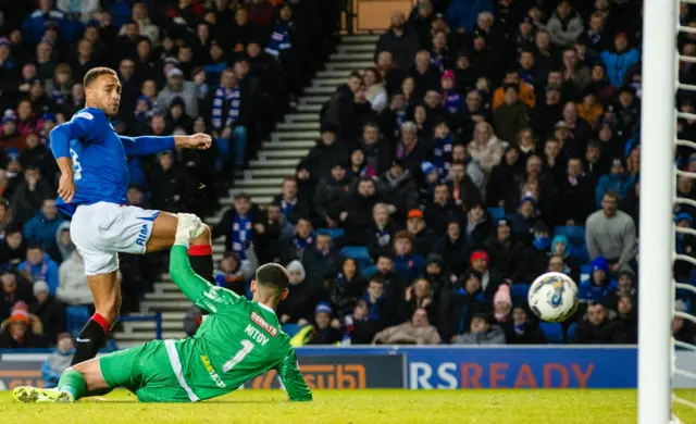 Cyriel Dessers scores for Rangers against St Johnstone