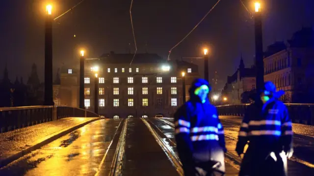 The scene of the mass shooting in Prague