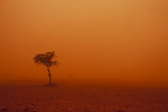 Dust storm in the Australian Outback - stock photo