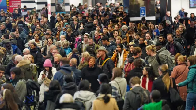 Delayed passengers at London Euston station