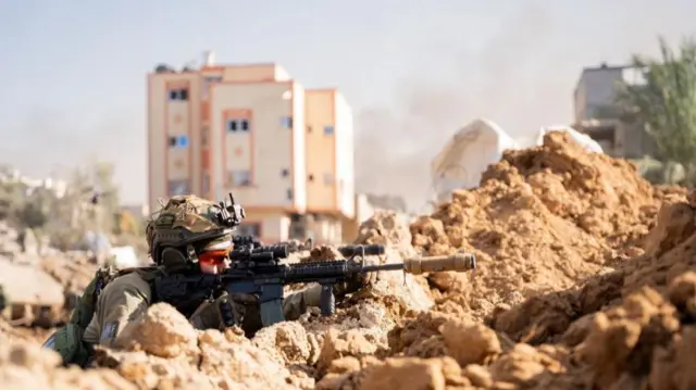 An Israeli soldier operates in the Gaza Strip