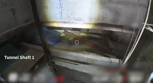 A still image from an IDF person-mounted camera claiming to show tunnel entrances under Gaza