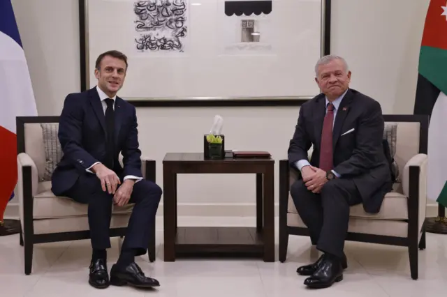 King Abdullah II met with Emmanuel Macron in Aqaba, southern Jordan