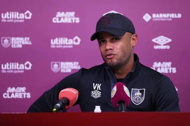 Vincent Kompany, Manager of Burnley talks to the media