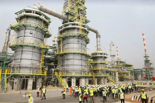 A general view of the refinery at the state oil company, Sonangol, in Luanda, on June 2022.