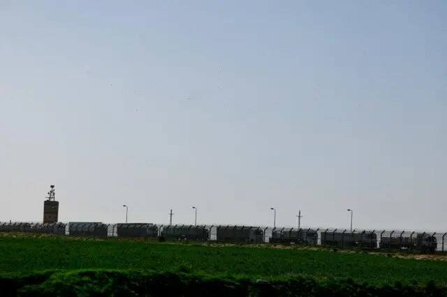 A queue of lorries