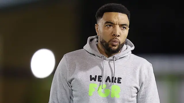 New Forest Green boss Troy Deeney before his side's game against Gillingham