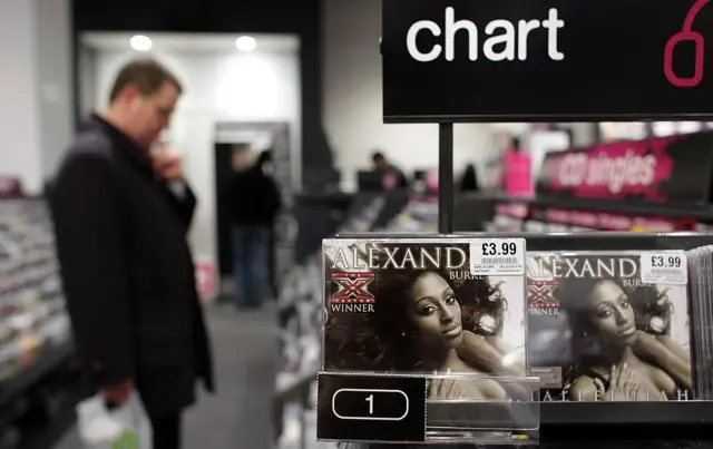 Albums on a display stand