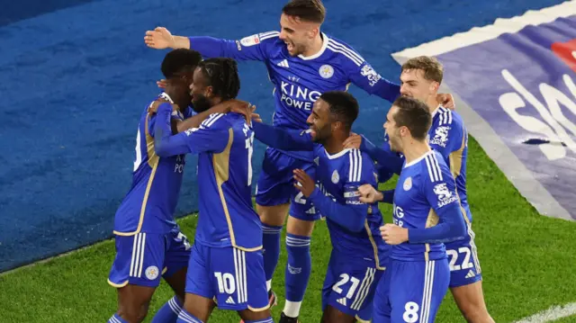 Leicester celebrate scoring