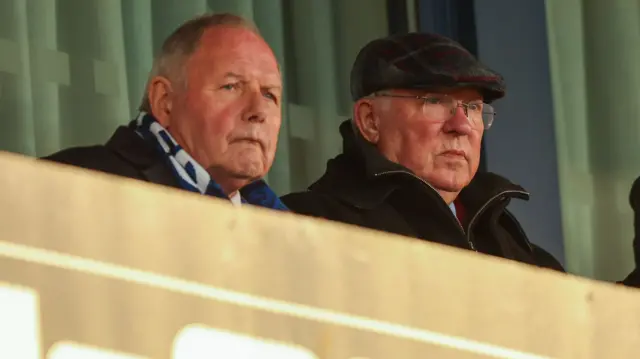 Barry Fry and Sir Alex Ferguson watch Shrewsbury v Peterborough