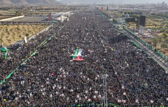 The protest took place in Sanaa, the Houthi-held capital of Yemen