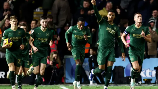 Plymouth celebrate scoring equaliser