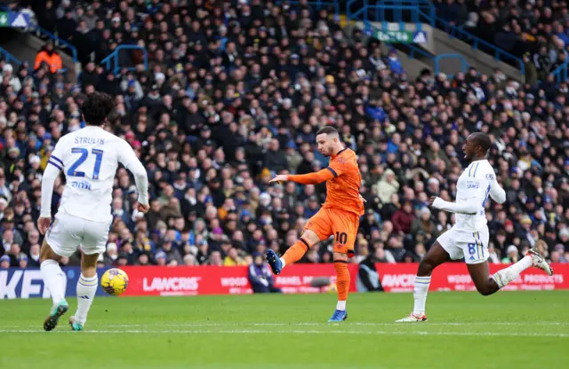 Conor Chaplin hits the post for Ipswich