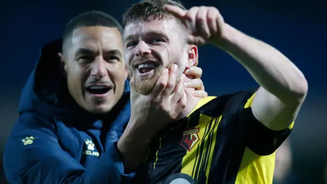 Watford celebrate victory at Blackburn