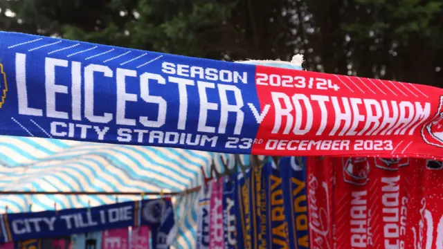 Leicester v Rotherham half and half scarves