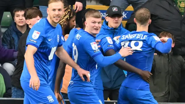 Jay Stansfield celebrates scoring for Birmingham