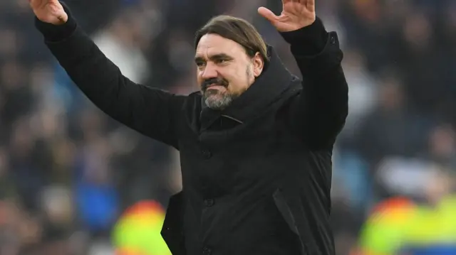 Leeds manager Daniel Farke celebrates