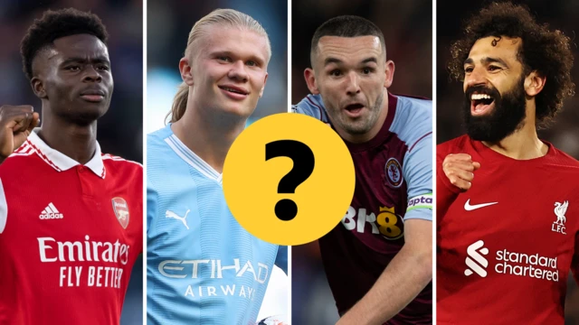 Bukayo Saka, Erling Haaland, John McGinn, Mohamed Salah quiz graphic