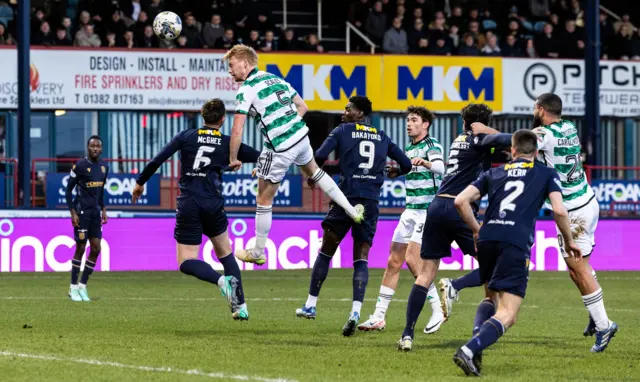 Celtic's Liam Scales heads wide