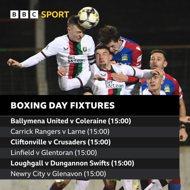 Irish Premiership Boxing day fixtures