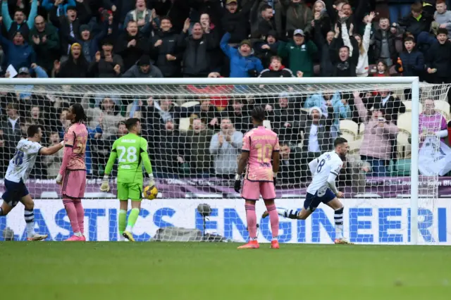 Alan Browne scores for Preston against Leeds