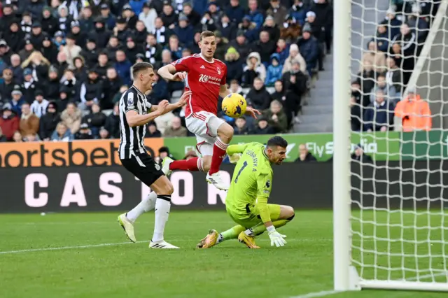 Chris Wood scores Nottingham Forest's second goal