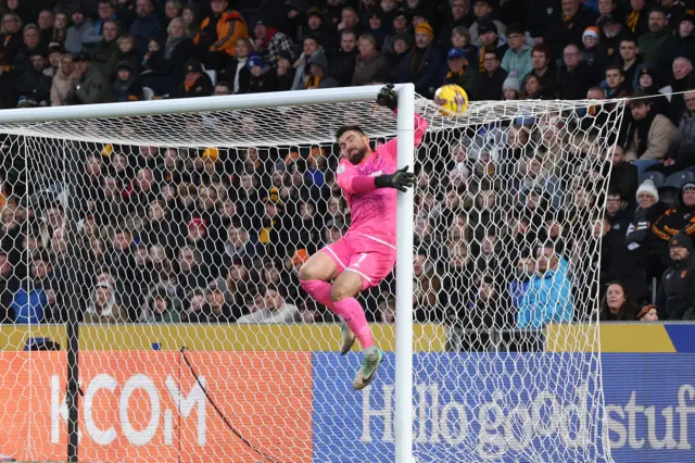 Hull keeper Matt Ingram makes a save