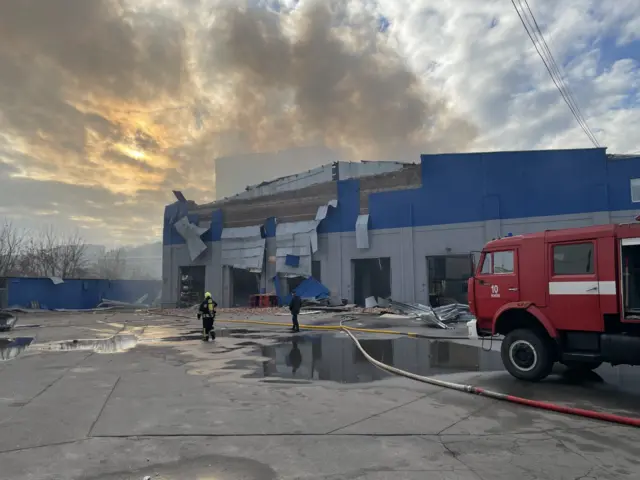 Damaged warehouse in Kyiv