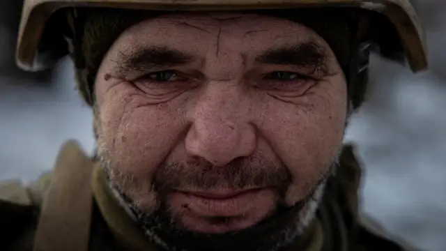 Close up of Ukrainian soldier