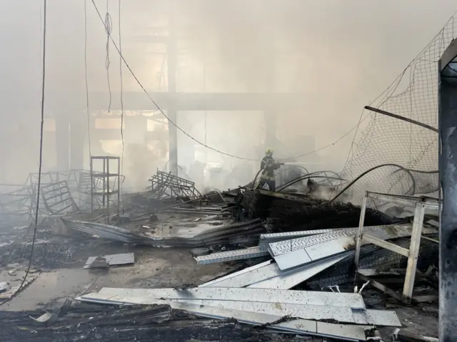 Inside of damaged warehouse in Kyiv