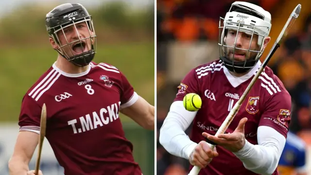 Slaughtneil's Brendan Rogers and Cushendall's Neil McManus