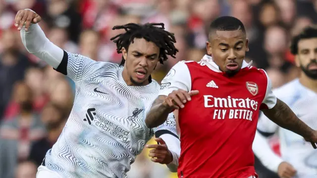 Trent Alexander Arnold-Arnold and Gabriel Jesus, Arsenal v Liverpool, Premier League