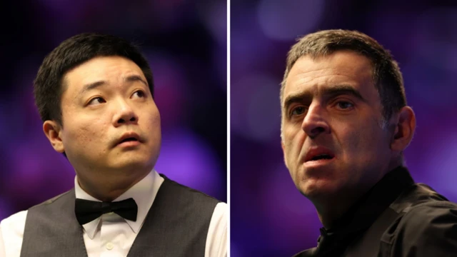 Split picture of Ding Junhui and Ronnie O'Sullivan