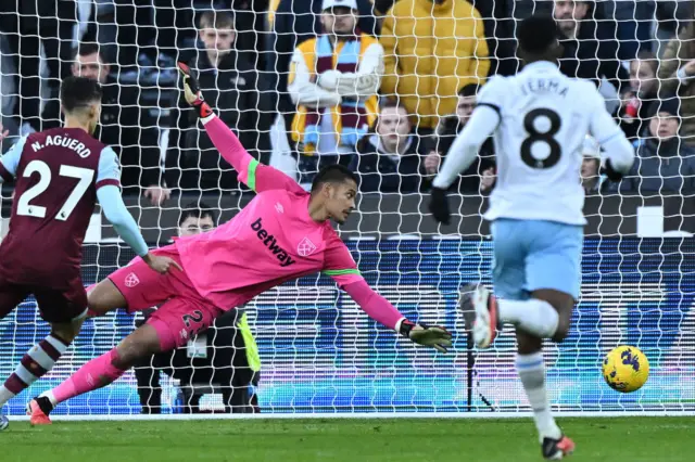 Alphonse Areola watches a shot from Odsonne Edouard beat him