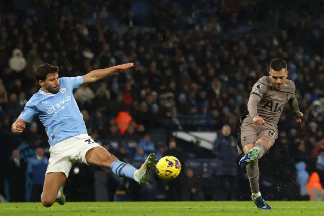 Giovani Lo Celso shoots to score their second goal